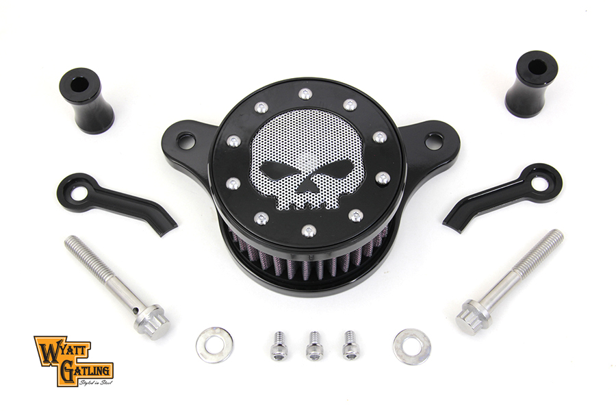 Wyatt Gatling FLT 2008-UP EFI 50mm Air Cleaner Kit Chrome Skull