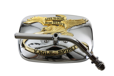 Chrome Eagle Spirit Gold Inlay Mirror Set for Harley Custom