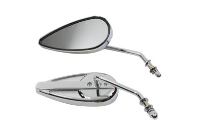 Chrome Tear Drop Retro Mirrors Set for 1982-up Harley