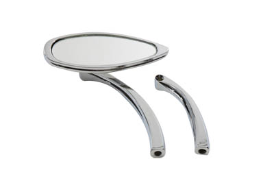 Chrome Oval Slimline Mirror with Smooth Stems for Harley