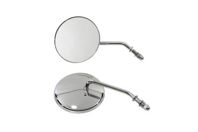 Round 4 in. Chrome Mirror Set Round Stock Stems for Harley