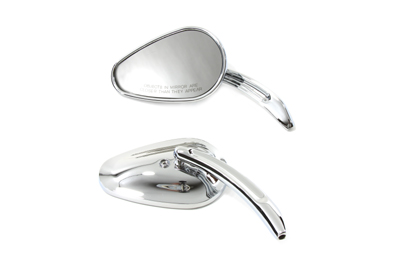 Chrome Bullet Mirror Set with Billet Sculpted Stems for Harley