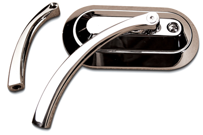 BILLET Chrome Oval Slim Line Mirror for 1965-UP Harley & Customs