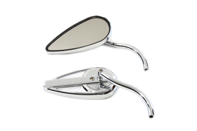 Chrome Radii Stem Tear Drop Mirrors Set for Harley