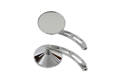 Chrome BILLET 3 1/2 in. Smooth Round Mirrors Set for Harley & Customs