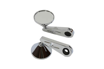 Chrome 2" Cone Mirror Set w/ Billet Lightning Stems for Harley