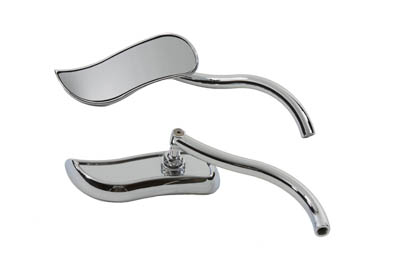 Chrome Billet Tear Drop S-Curve Mirror Set with Round Stems