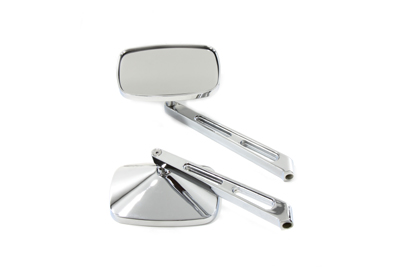 Chrome Rectangular Mirror Set with Slotted Stems for Harley