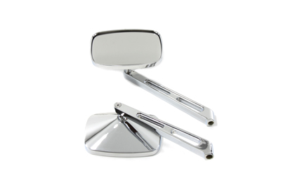 Chrome Rectangular Mirror Set with Slotted Stems for Harley