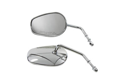 Chrome Rectangle Mirror Set with Round Stems for 1965-up Harley