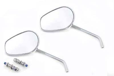 Rectangle Mirror Set with Round Stems for Harley & Customs
