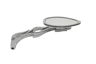Chrome Teardrop Mirror Set with Flame Billet Stems Harley