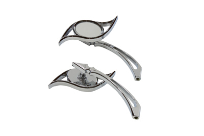 Chrome Spear Villain Style Mirrors Set for Harley & Customs