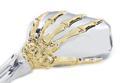 Gold Inlay Skeleton Hand Contour Mirror Set with Bone Stems Harley