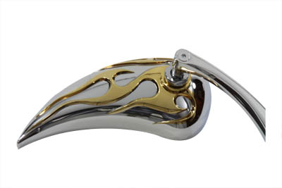 Chrome Tear Drop Gold Flame Mirror Set for Harley