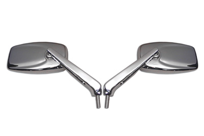Chrome Smooth Back Rectangle Styler Mirrors Set for Harley