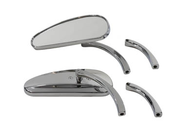 Chrome Deco Mirror Set with Curved Stems for Harley