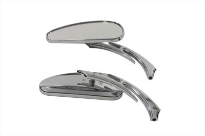 Chrome Deco Mirror Set with Sickle Stems for Harley