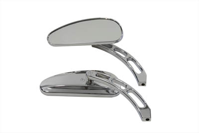 Chrome Billet Deco Eye Mirrors with Slotted Stems for Harley