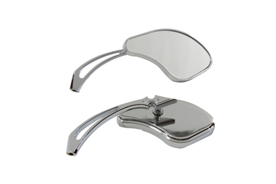 Chrome Pork Chop Mirrors Set w/ Spear Stem for Harley & Customs