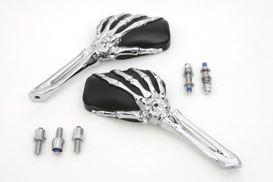 Skeleton Mirror Set with Bone Shaped Stems Chrome - Black