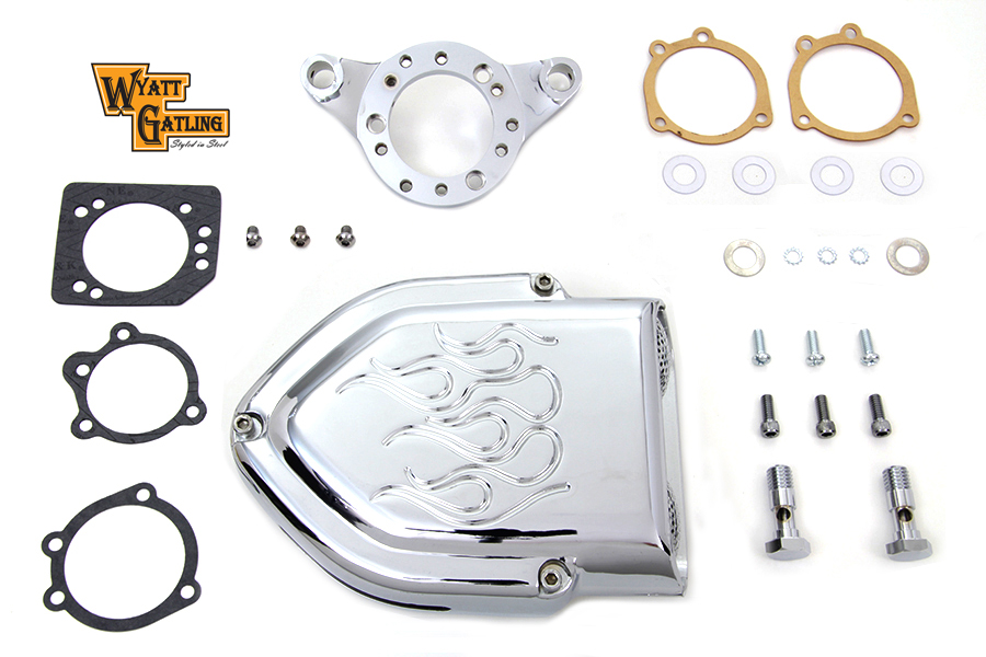 Chrome V-Charger Flames XL 1991-UP Wyatt Gatling Air Cleaner Assembly