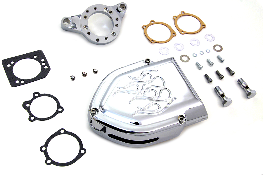 Chrome V-Charger Flames XL 1991-UP Wyatt Gatling Air Cleaner Assembly