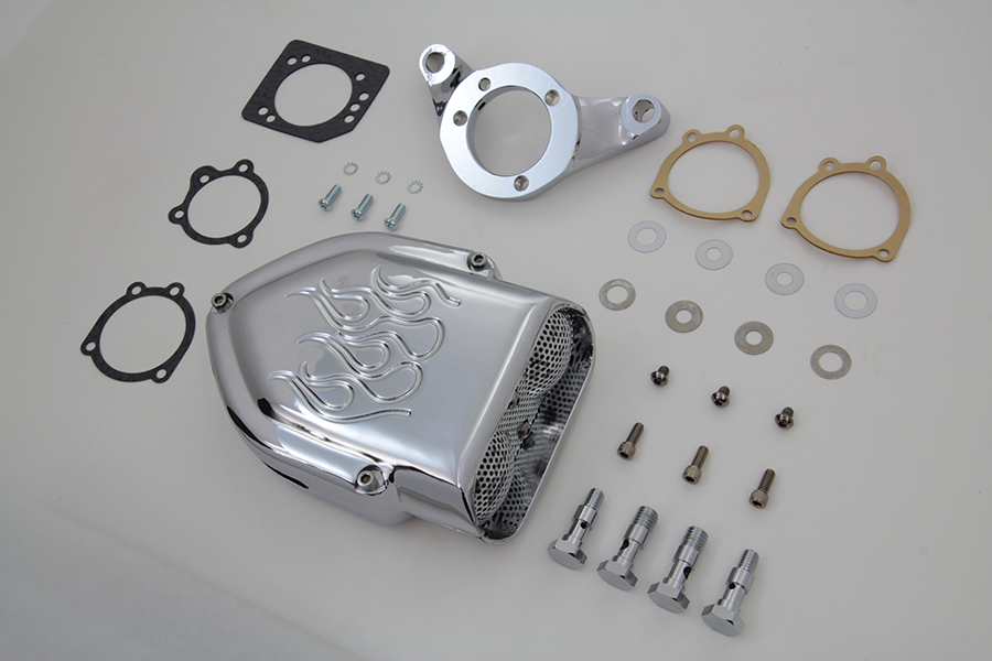 Chrome V-Charger Flames FXST & FXD 1993-2007 Air Cleaner Assembly