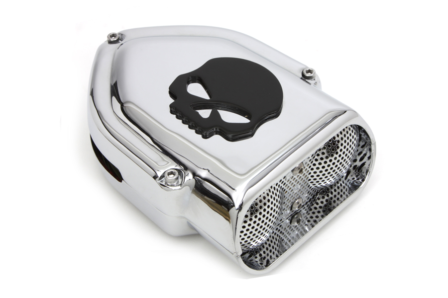 Chrome V-Charger Air Cleaner Assembly w/ Black Skull