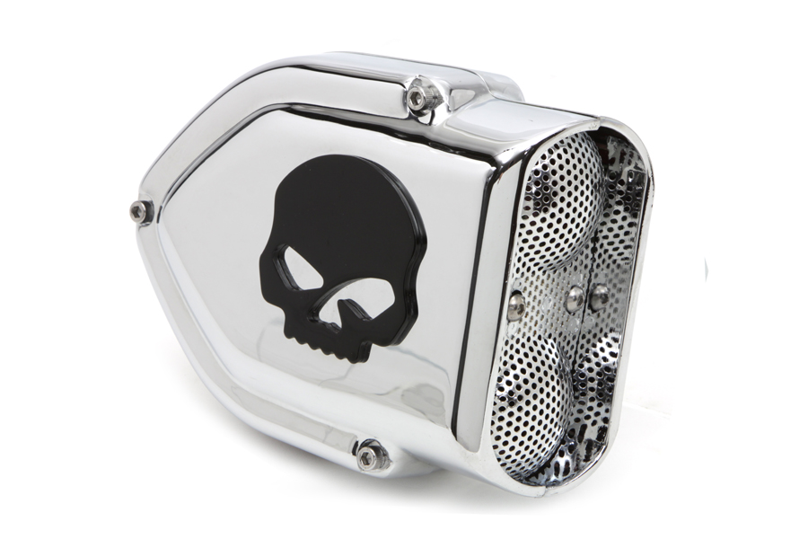 Chrome V-Charger Air Cleaner Assembly w/ Black Skull