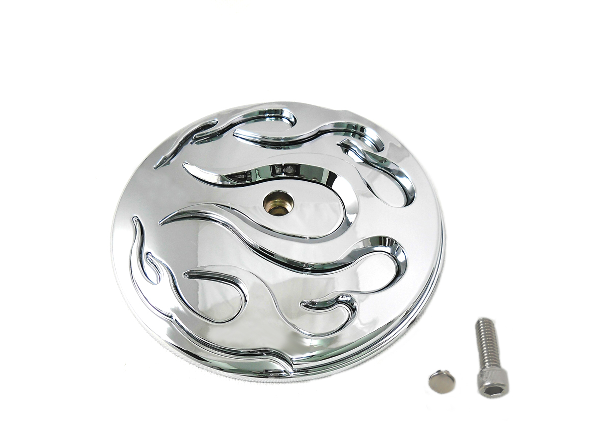Chrome Flame Air Cleaner Chrome Cover Insert for 1999-UP Big Twins