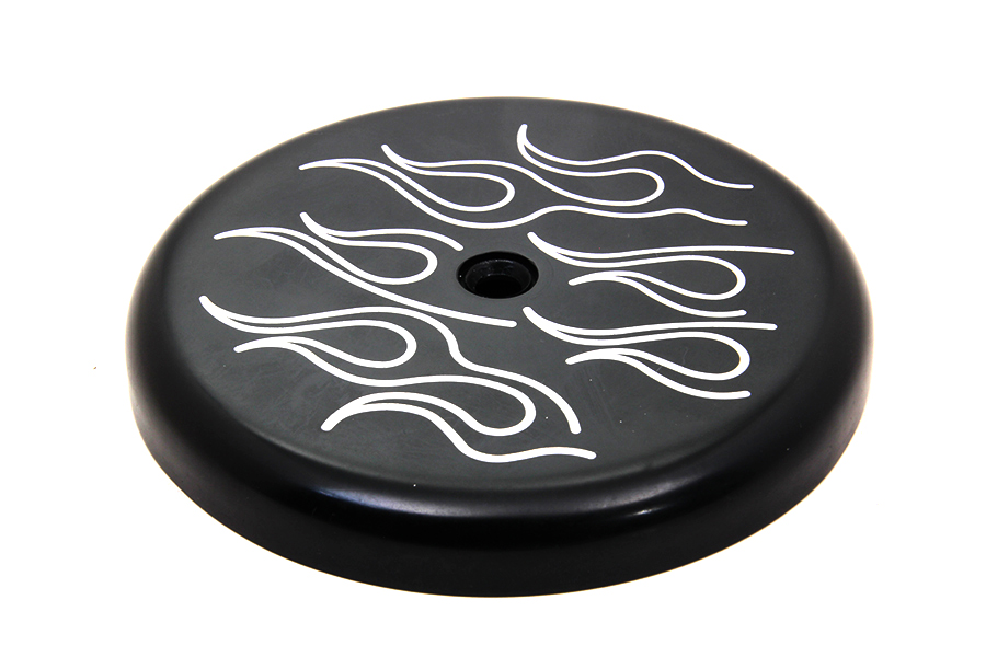 Black Ball Milled Air Cleaner Cover, Flame Design