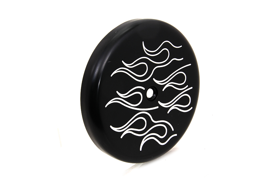 Black Ball Milled Air Cleaner Cover, Flame Design