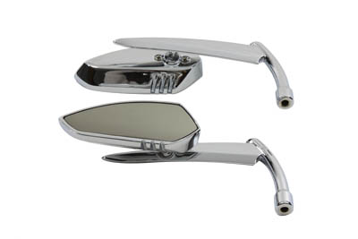 Chrome Teardrop Mirror Set with Offset Stems for Harley