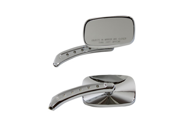 Chrome Oval Mirror Set w/ 4 inch Stems for Harley & Customs