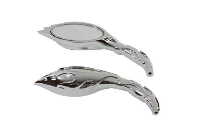 Chrome Flame Oval Mirror Set for Harley