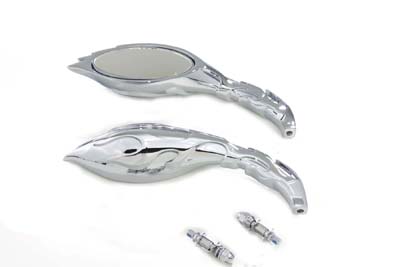 Chrome Flame Oval Mirror Set for Harley