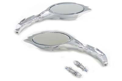 Chrome Flame Oval Mirror Set for Harley