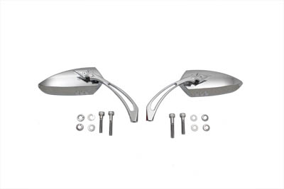 Chrome Sickle Teardrop Mirror Set w/ Billet Spear Stems Harley