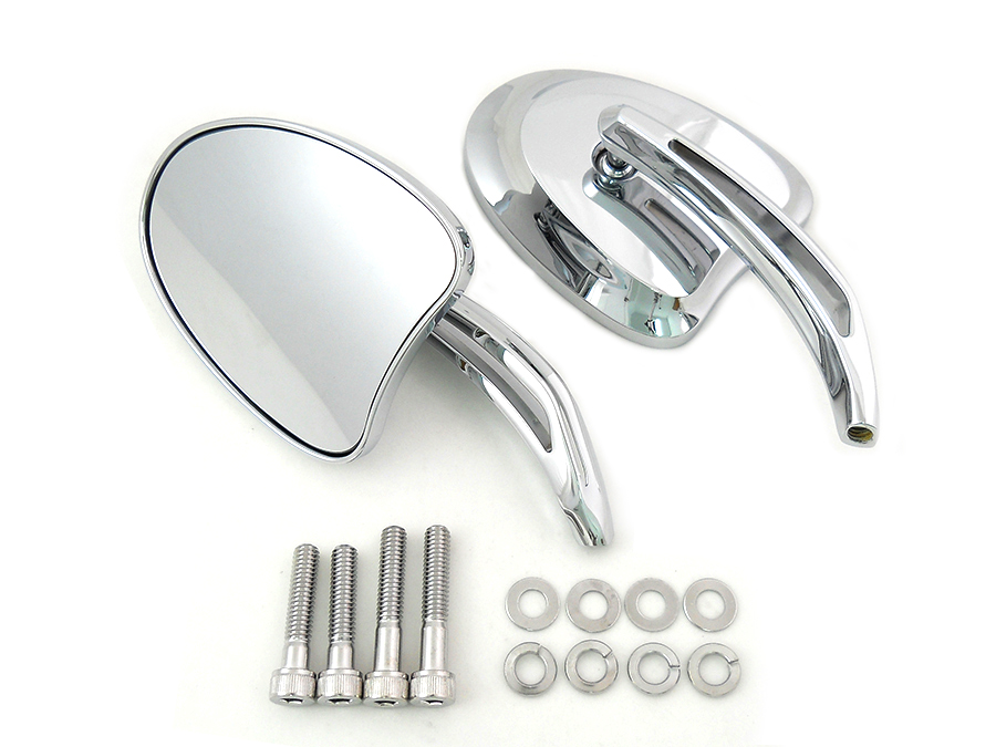 Chrome Mini Tapered Mirror Set with Short Slotted Stem