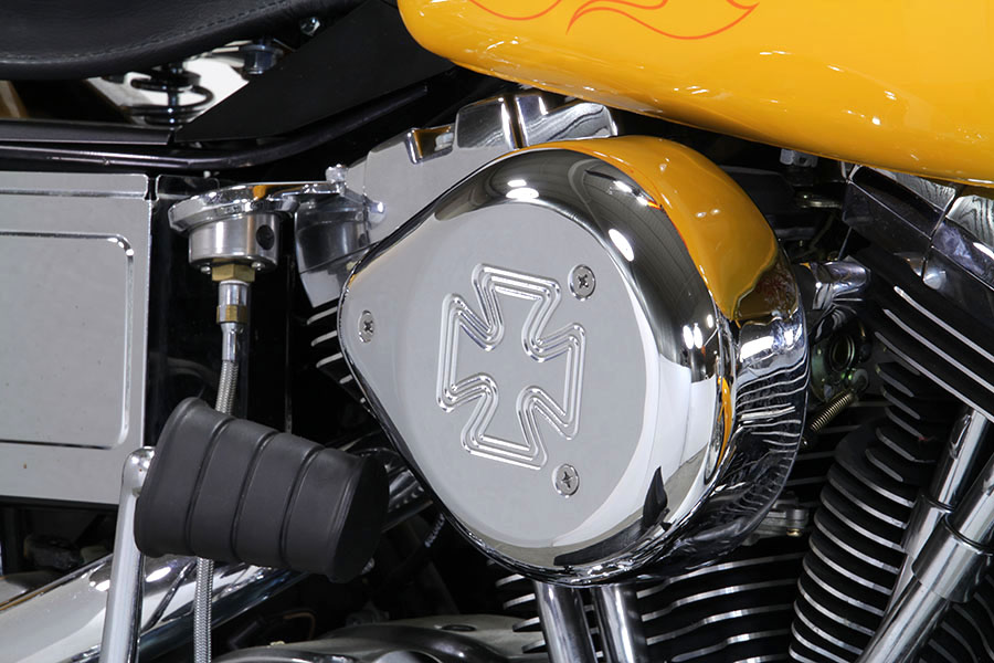 Chrome Teardrop Maltese FXST & FXD 1993-2007 Air Cleaner Assembly