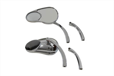 Chrome Split Vision Mirrors Set with 2 Stems for Harley & Choppers