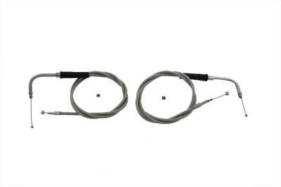 44" Stainless Steel Throttle and Idle Cable Set for 1996-UP Big Twins