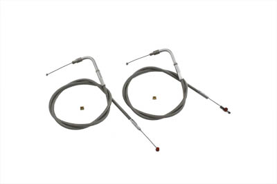 36" Stainless Steel Throttle and Idle Cable Set for 1996-99 Big Twins