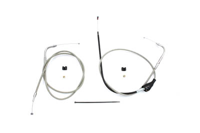 40\" Stainless Steel Throttle and Idle Cable Set for FLHR 2002-2007