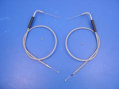 35" Stainless Steel Throttle and Idle Cable Set 1996-UP Dyna & Softail