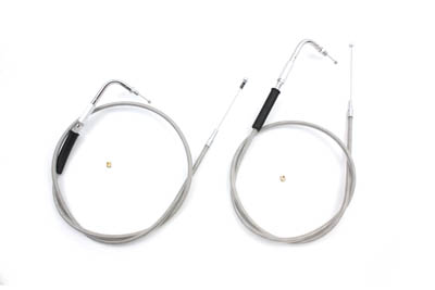 42.43" Stainless Steel Throttle and Idle Cable Set for 1990-95 Softail