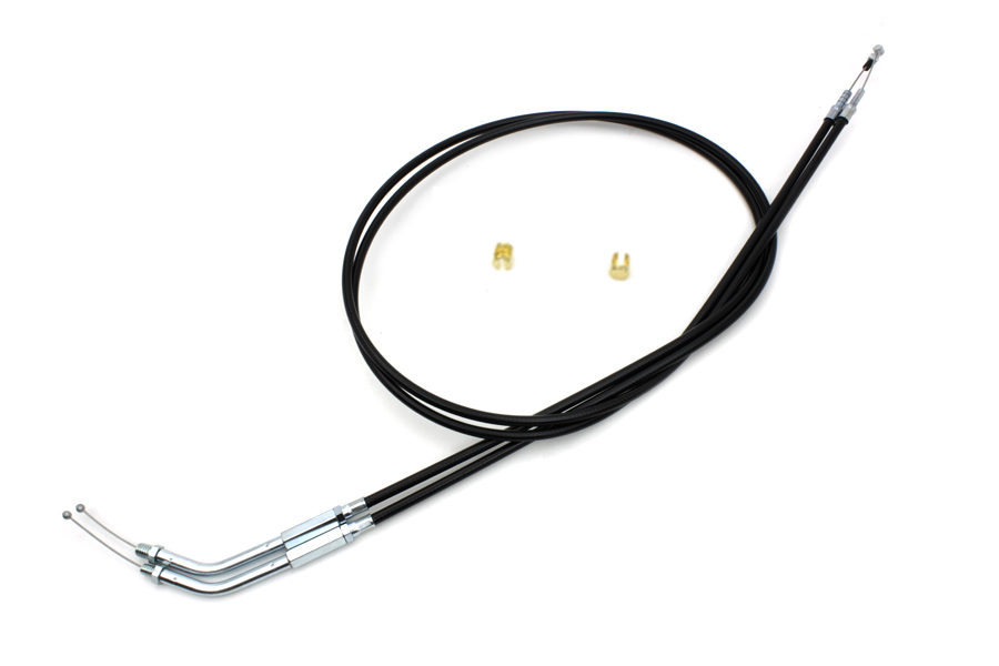 Black Throttle and Idle Cable Set with 45 Elbow for 1981-89 Models