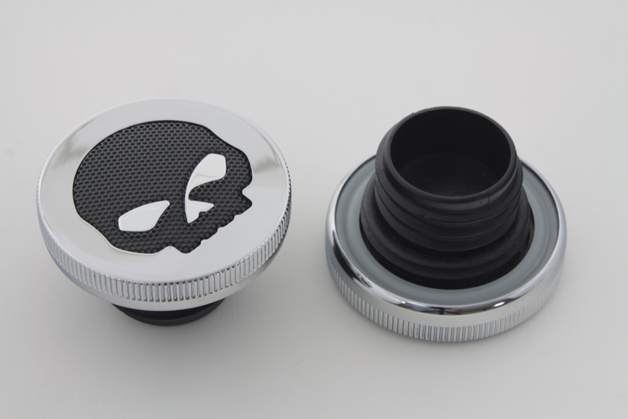 Chrome Skull Style Vented and Non-Vented Gas Cap Set