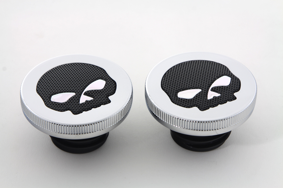 Chrome Vented and Non-Vented Skull Style Gas Cap Set